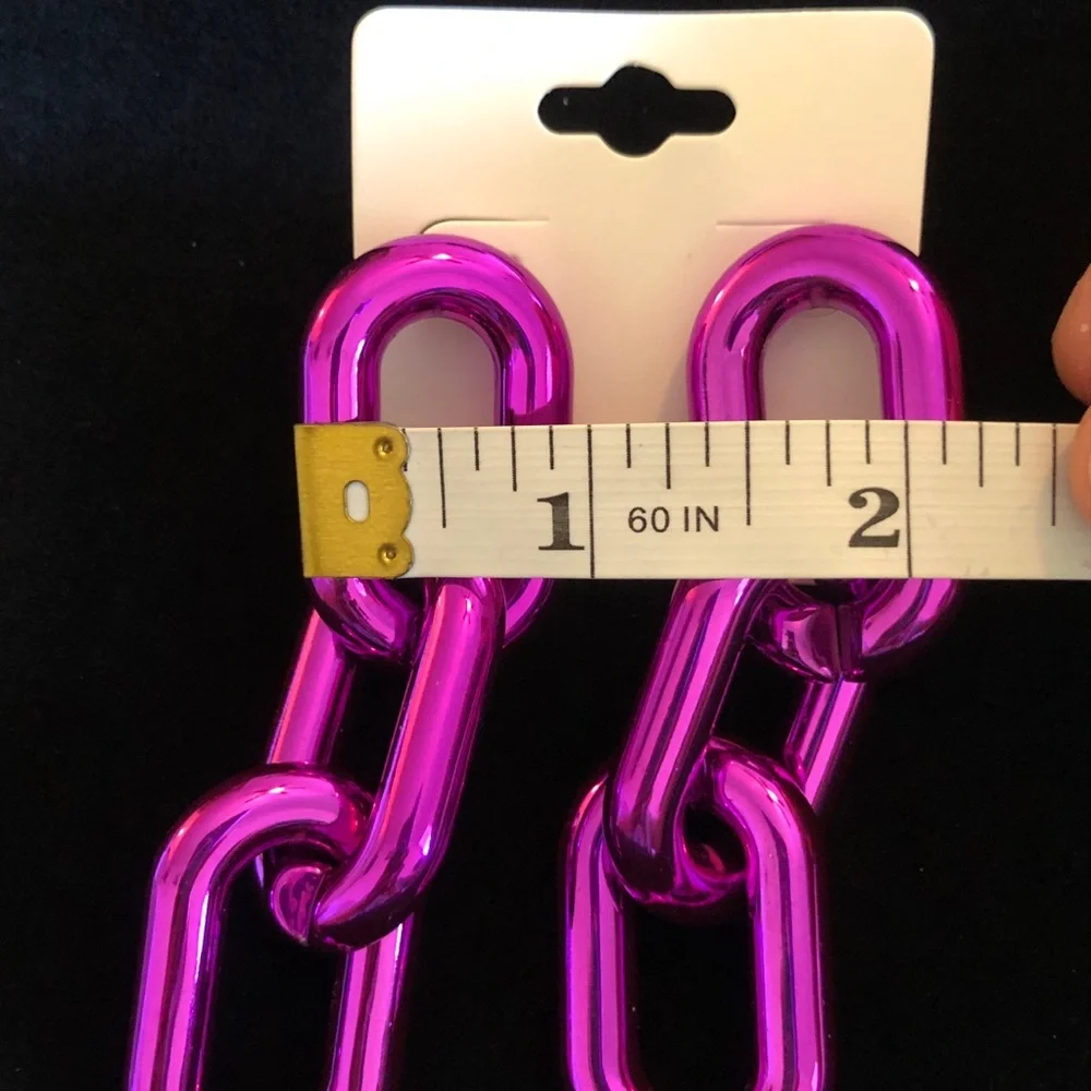 Vibrant Metallic Purple Chain Link Fashion Jewelry Earrings
